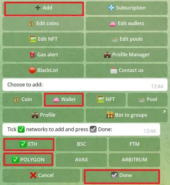 EtherDrops add wallet menu