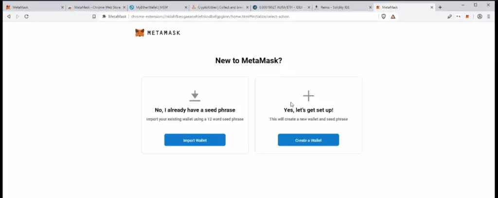 Select the option to set up a new wallet
