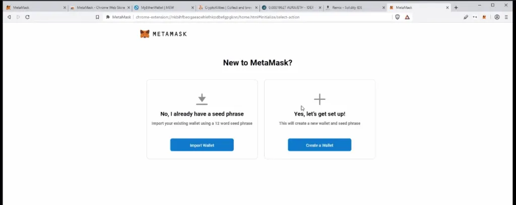 Select the option to set up a new wallet