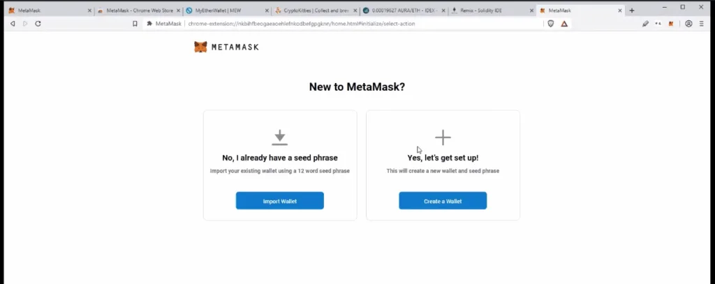 Select the option to set up a new wallet