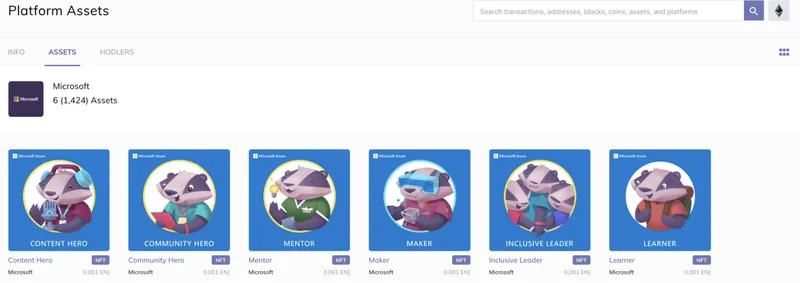 Microsoft Azure Heroes using Enjin ERC 1155
