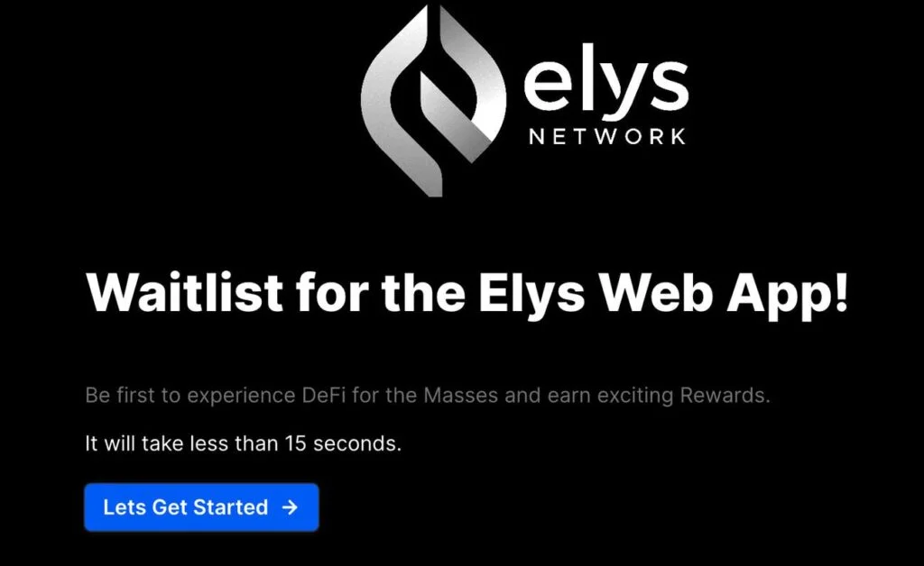 Sign up for Elys Network waitlist