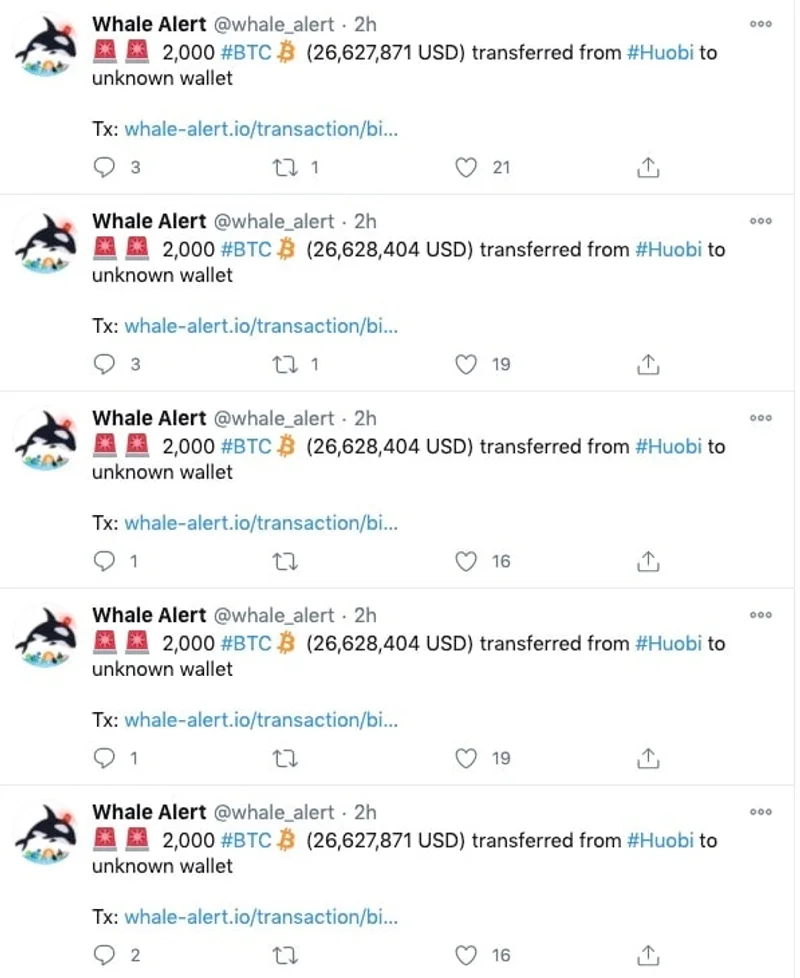 Some transfers out of Huobi