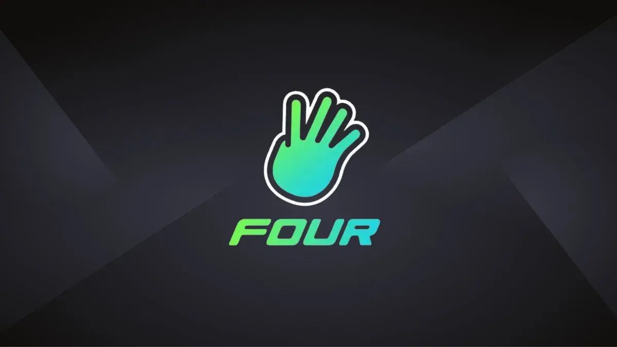 Teal launch ramp guiding blocks into a liquidity basin, illustrating Four.meme token launches