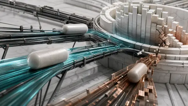 Order and cancellation capsules racing through different network paths toward a moving order book as a stale quote breaks