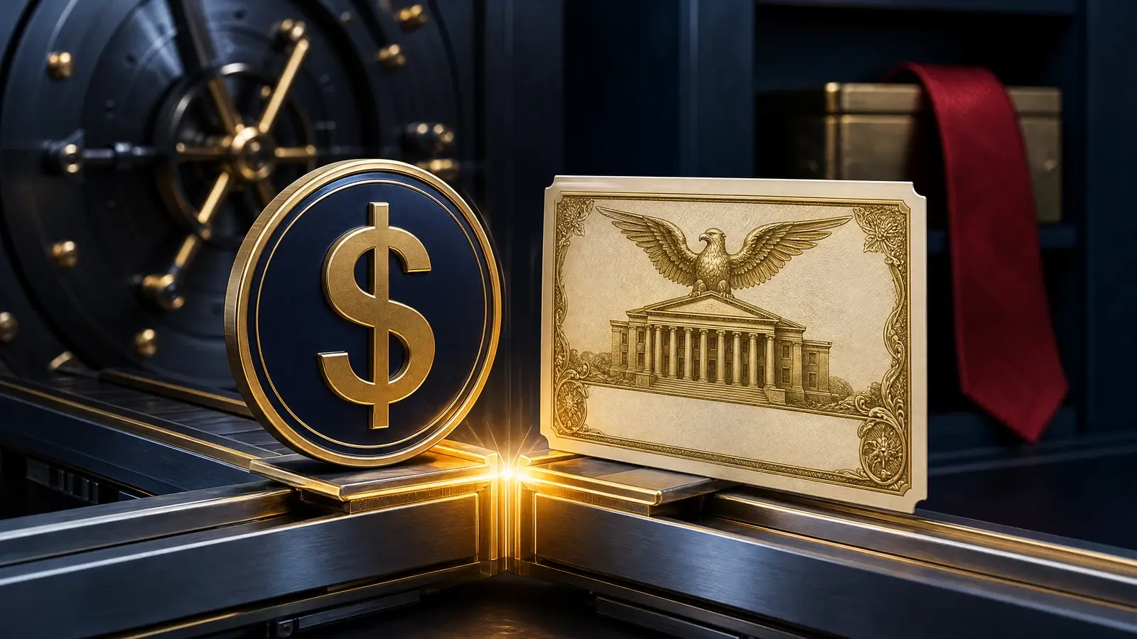 A dollar reserve coin and tokenized Treasury certificate locking together on Canton settlement rails