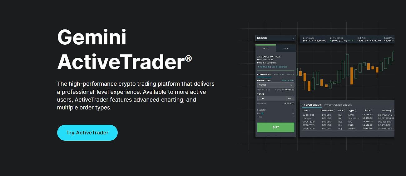 Gemini account interface