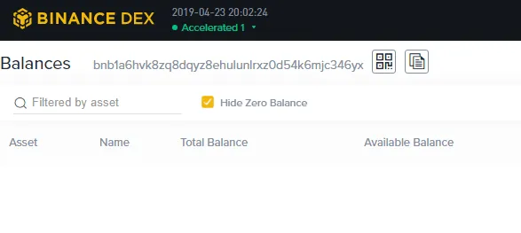 Binance Dex with new BNB address