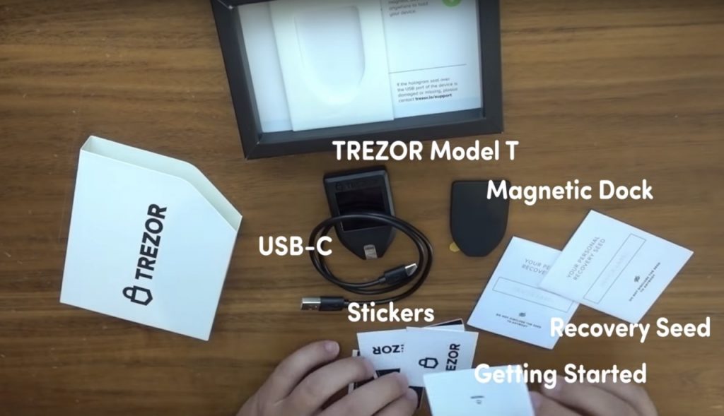 Trezor Model T inside the box
