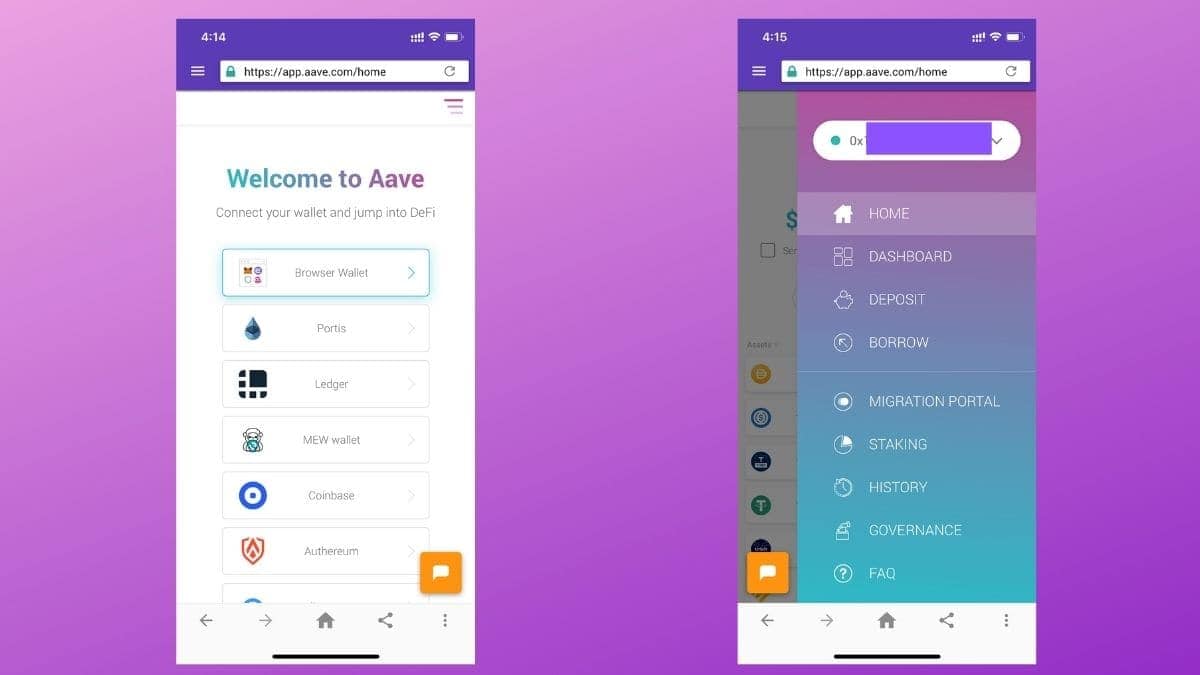 Connect Enjin Wallet to Aave Protocol