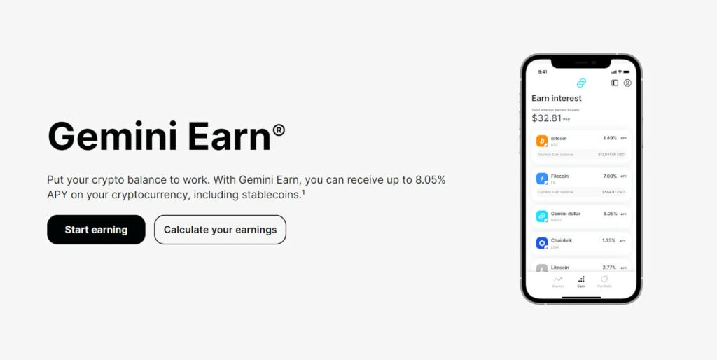 gemini earn crypto savings