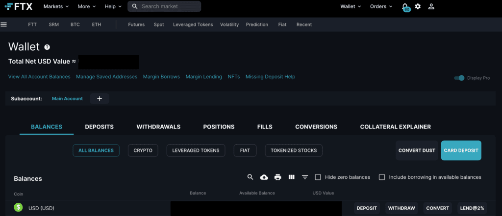 Withdraw fiat from FTX (off-ramp)