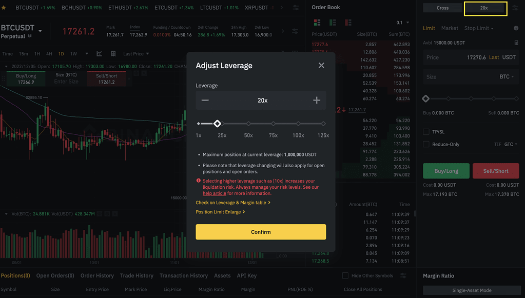 binance adjust leverage during trade